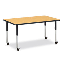 Rectangle Activity Table - 30" X 48", Mobile - Oak/Black/Black