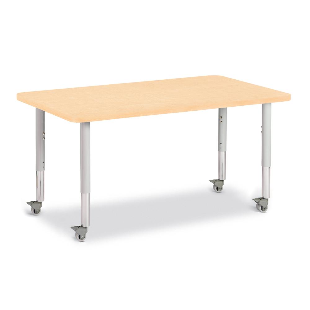 Rectangle Activity Table - 30" X 48", Mobile - Maple/Maple/Gray