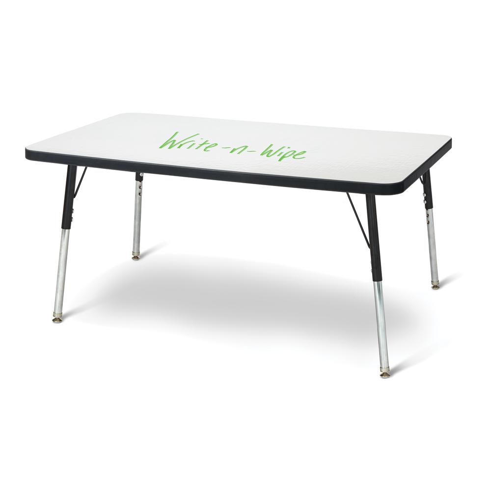Berries® Rectangle Dry Erase Table - 36" x 24", A-height - Write-n-Wipe/Black/Black