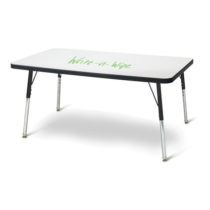 Berries® Rectangle Dry Erase Table - 36" x 24", A-height - Write-n-Wipe/Black/Black