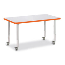 Rectangle Activity Table - 24" X 36", Mobile - Gray/Orange/Gray