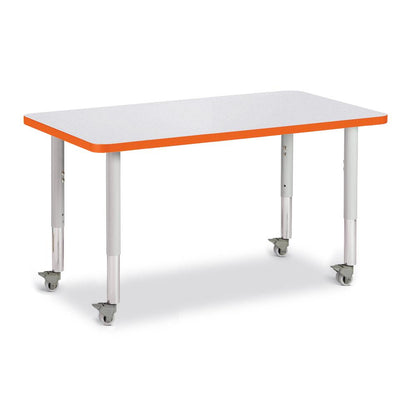 Rectangle Activity Table - 24" X 36", Mobile - Gray/Orange/Gray