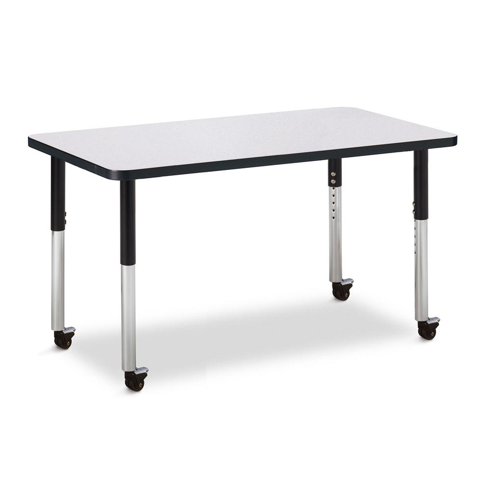 Rectangle Activity Table - 24" X 36", Mobile - Gray/Black/Black