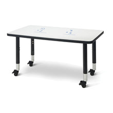 Berries® Rectangle Dry Erase Table - 36" x 24", Mobile - Write-n-Wipe/Black/Black