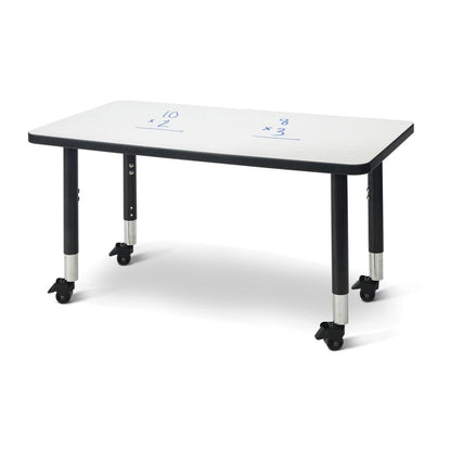 Berries® Rectangle Dry Erase Table - 36" x 24", Mobile - Write-n-Wipe/Black/Black