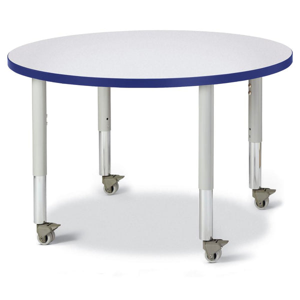 Round Activity Table - 36" Diameter, Mobile - Gray/Blue/Gray