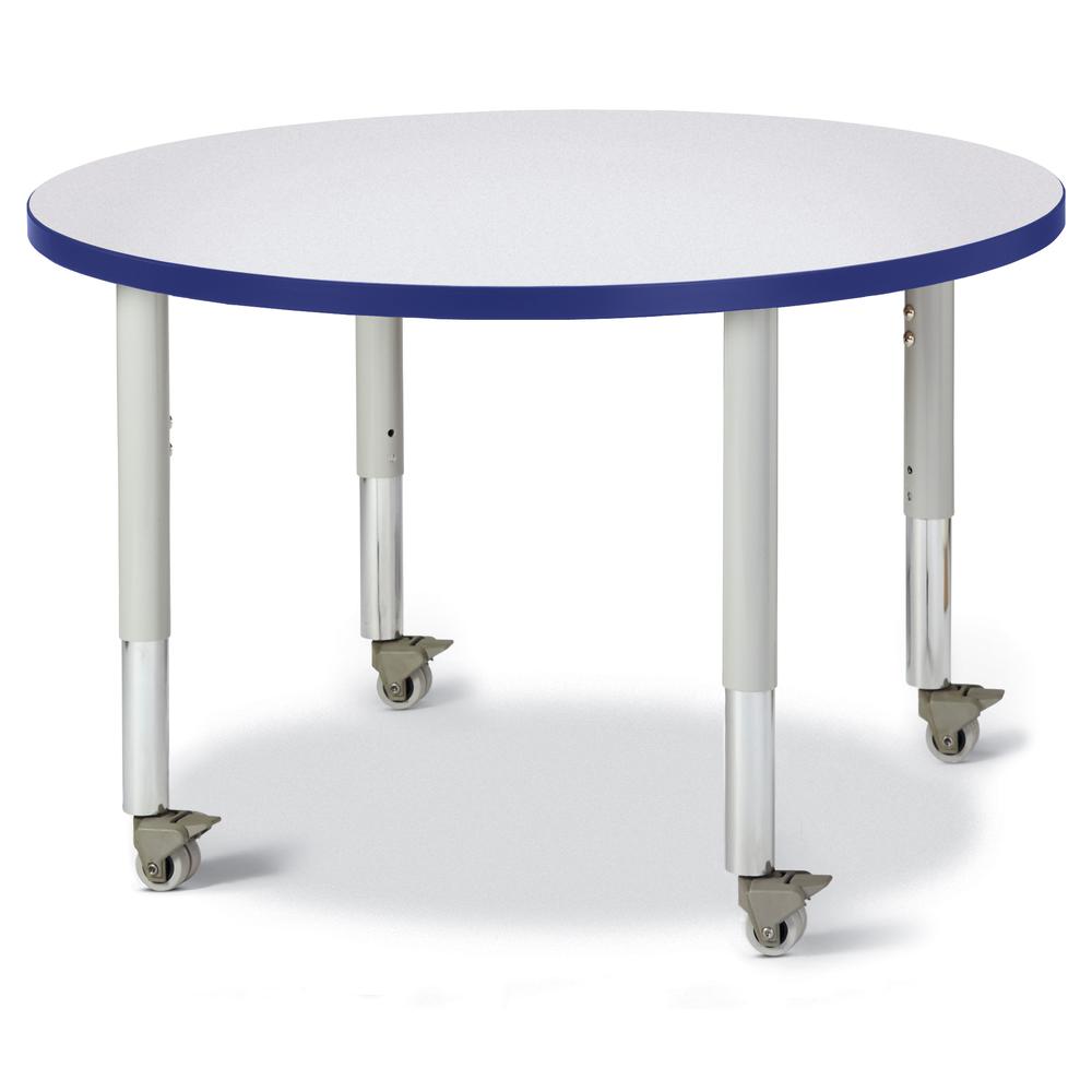 Round Activity Table - 36" Diameter, Mobile - Gray/Blue/Gray