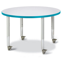 Round Activity Table - 36" Diameter, Mobile - Gray/Teal/Gray