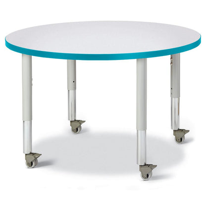 Round Activity Table - 36" Diameter, Mobile - Gray/Teal/Gray