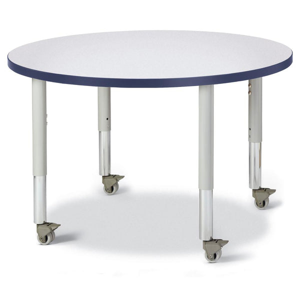 Round Activity Table - 36" Diameter, Mobile - Gray/Navy/Gray