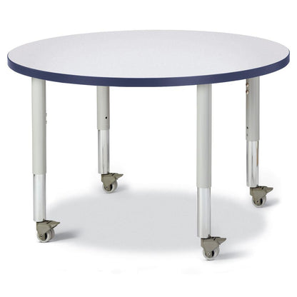 Round Activity Table - 36" Diameter, Mobile - Gray/Navy/Gray