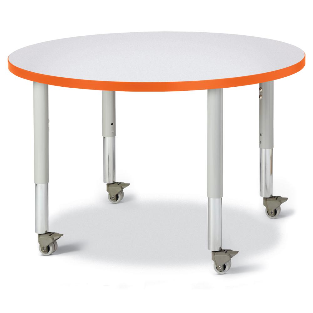 Round Activity Table - 36" Diameter, Mobile - Gray/Orange/Gray