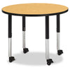 Round Activity Table - 36" Diameter, Mobile - Oak/Black/Black
