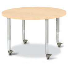 Round Activity Table - 36" Diameter, Mobile - Maple/Maple/Gray