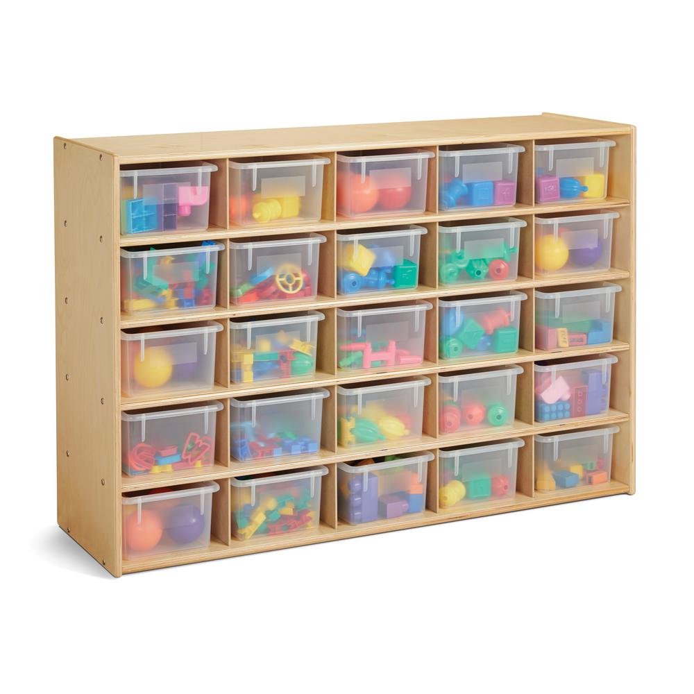 25 Cubbie-Tray Storage - with Clear Bins