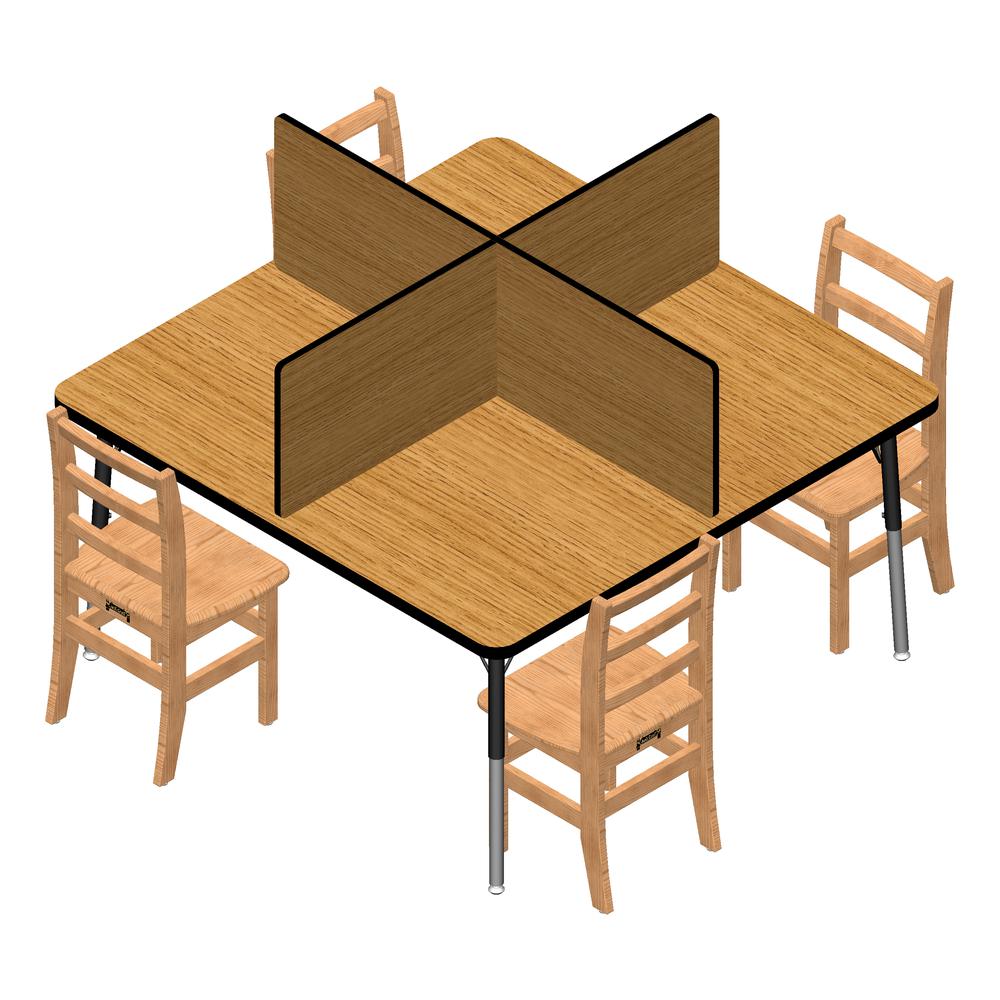 Study Carrel - 4 Carrels - Small - Oak/Black