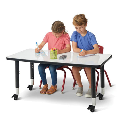 Berries® Rectangle Dry Erase Table - 36" x 24", Mobile - Write-n-Wipe/Black/Black