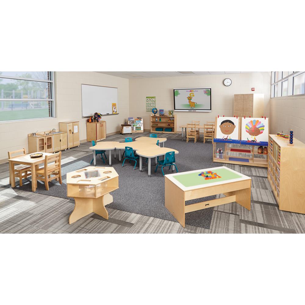 Sectional Mobile Cubbie, No Trays, 48w x 15d x 35-1/2h, Birch