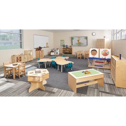 Sectional Mobile Cubbie, No Trays, 48w x 15d x 35-1/2h, Birch