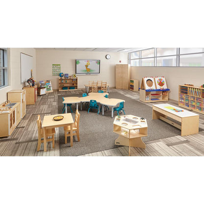 Sectional Mobile Cubbie, No Trays, 48w x 15d x 35-1/2h, Birch