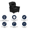 Contemporary Black LeatherSoft Kids Recliner with Cup Holder