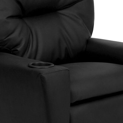 Contemporary Black LeatherSoft Kids Recliner with Cup Holder