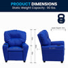 Contemporary Blue Vinyl Kids Recliner with Cup Holder