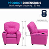 Contemporary Hot Pink Vinyl Kids Recliner with Cup Holder