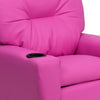 Contemporary Hot Pink Vinyl Kids Recliner with Cup Holder