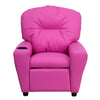 Contemporary Hot Pink Vinyl Kids Recliner with Cup Holder