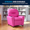 Contemporary Hot Pink Vinyl Kids Recliner with Cup Holder