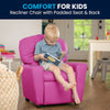 Contemporary Hot Pink Vinyl Kids Recliner with Cup Holder