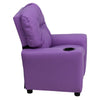 Contemporary Lavender Vinyl Kids Recliner with Cup Holder