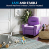 Contemporary Lavender Vinyl Kids Recliner with Cup Holder