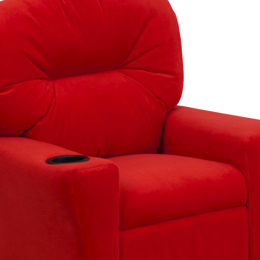 Contemporary Red Microfiber Kids Recliner with Cup Holder