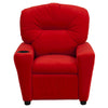 Contemporary Red Microfiber Kids Recliner with Cup Holder