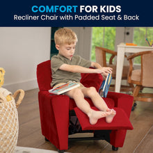 Contemporary Red Microfiber Kids Recliner with Cup Holder