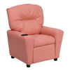 Contemporary Pink Vinyl Kids Recliner with Cup Holder