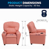 Contemporary Pink Vinyl Kids Recliner with Cup Holder