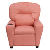 Contemporary Pink Vinyl Kids Recliner with Cup Holder