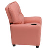 Contemporary Pink Vinyl Kids Recliner with Cup Holder