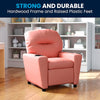 Contemporary Pink Vinyl Kids Recliner with Cup Holder