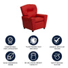 Contemporary Red Vinyl Kids Recliner with Cup Holder