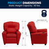 Contemporary Red Vinyl Kids Recliner with Cup Holder