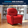 Contemporary Red Vinyl Kids Recliner with Cup Holder