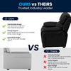 Deluxe Padded Contemporary Black LeatherSoft Kids Recliner with Storage Arms