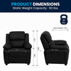 Deluxe Padded Contemporary Black LeatherSoft Kids Recliner with Storage Arms