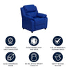 Deluxe Padded Contemporary Blue Vinyl Kids Recliner with Storage Arms