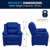 Deluxe Padded Contemporary Blue Vinyl Kids Recliner with Storage Arms