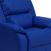Deluxe Padded Contemporary Blue Vinyl Kids Recliner with Storage Arms